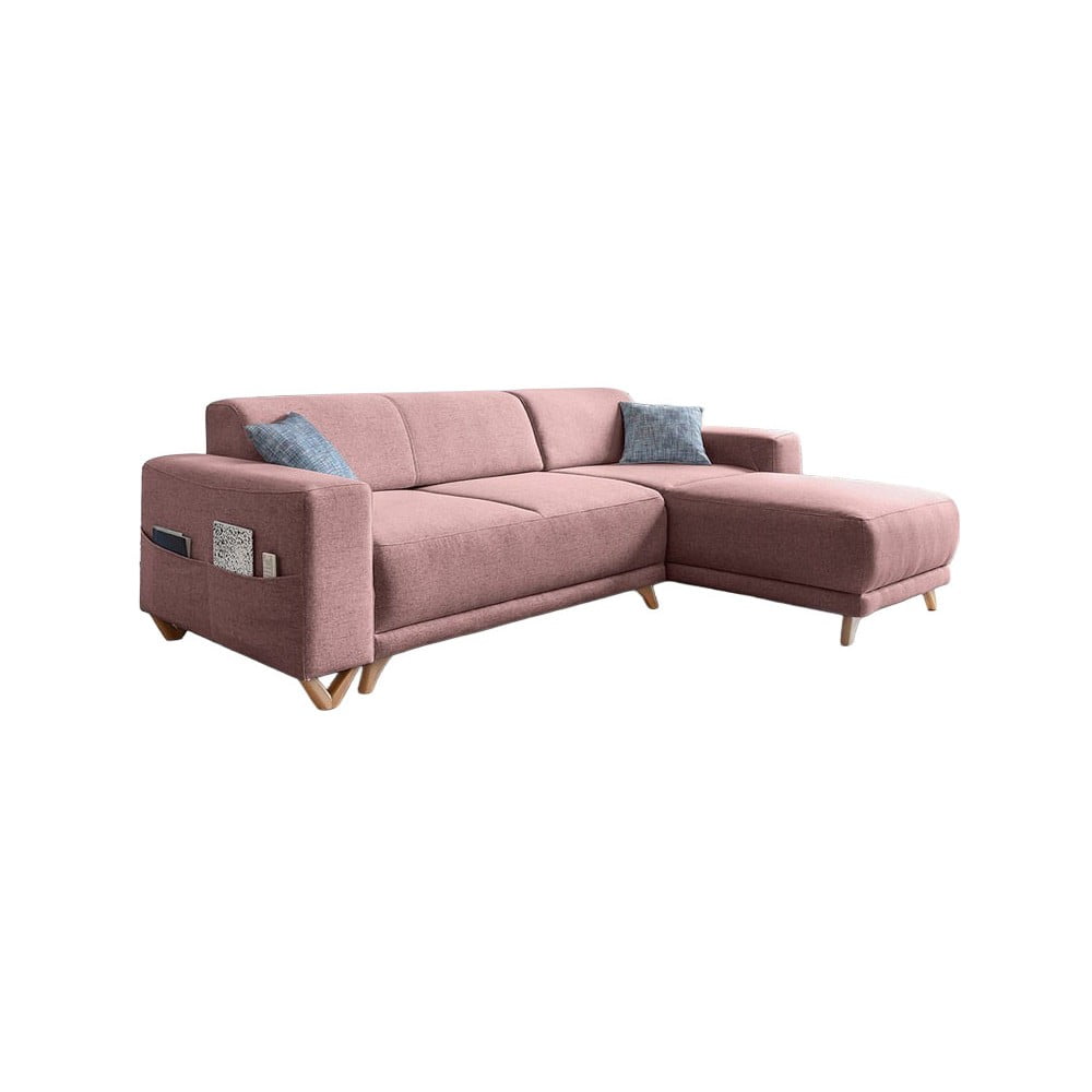 Rózsaszín kinyitható-tárolóhelyes sarokkanapé Classy Sophie – Miuform