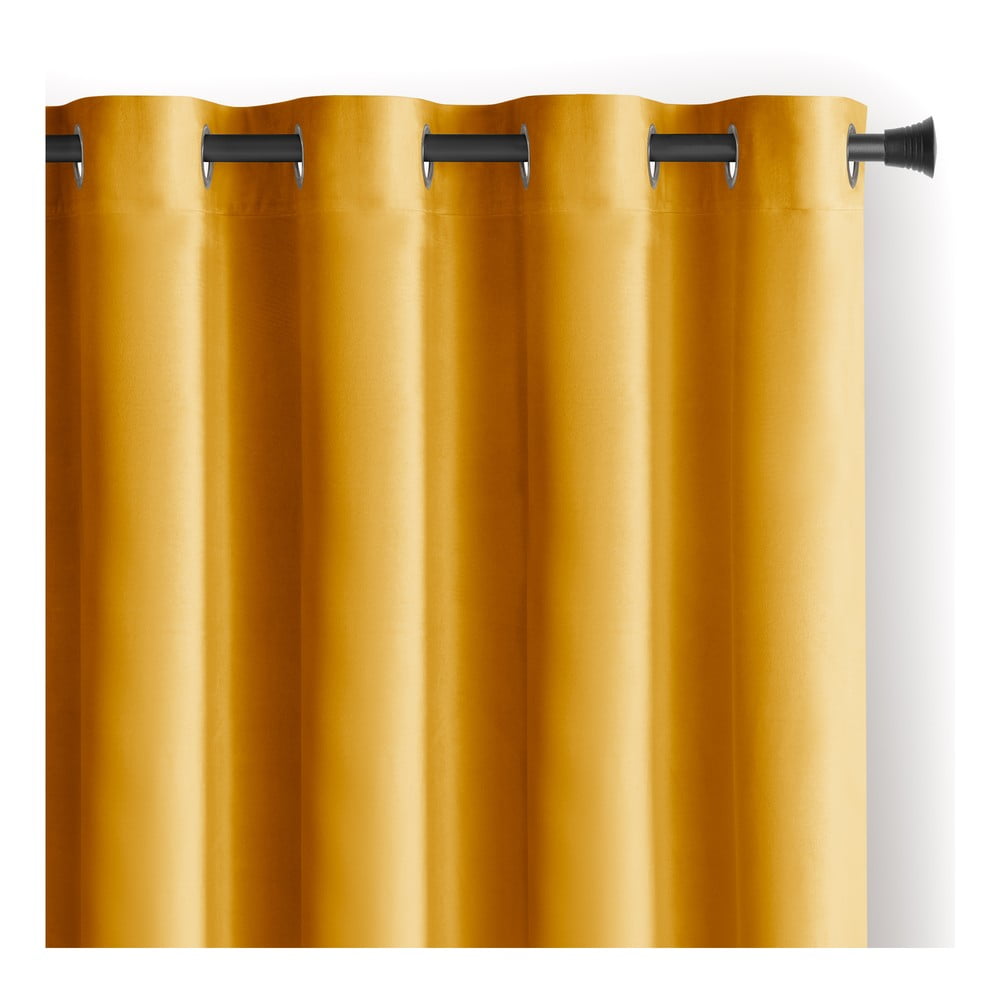 Sárga bársony dimout (részleges sötétítő) függöny 140x245 cm Eyelets – Restilo