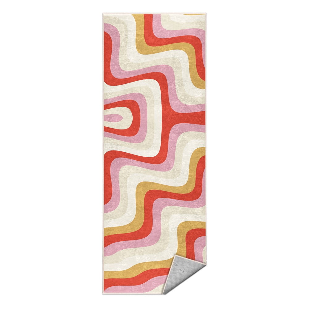 Sárga-rózsaszín mosható futószőnyeg 80x200 cm Creamy Raspberry Swirl – Mila Home