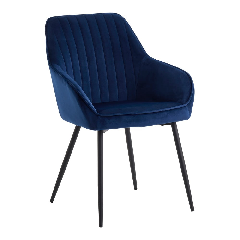 Sötétkék bársony karfás étkezőszék szett 2 db-os Nolan Stripe – Unique Furniture