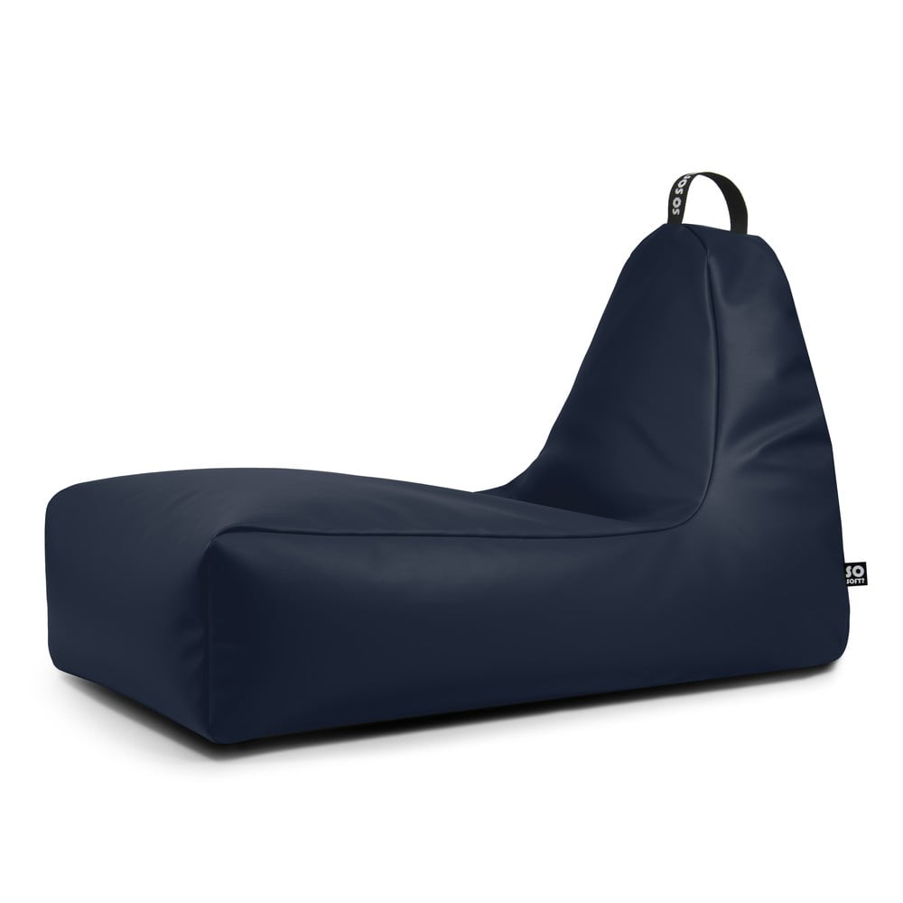 Sötétkék bőrutánzat babzsákfotel Chill XXL – So Soft?