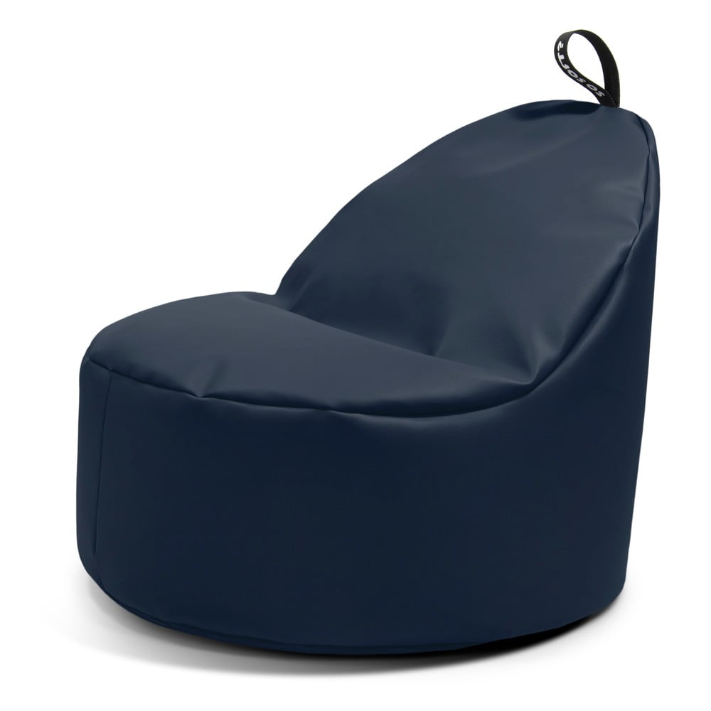 Sötétkék bőrutánzat babzsákfotel Round XL – So Soft?