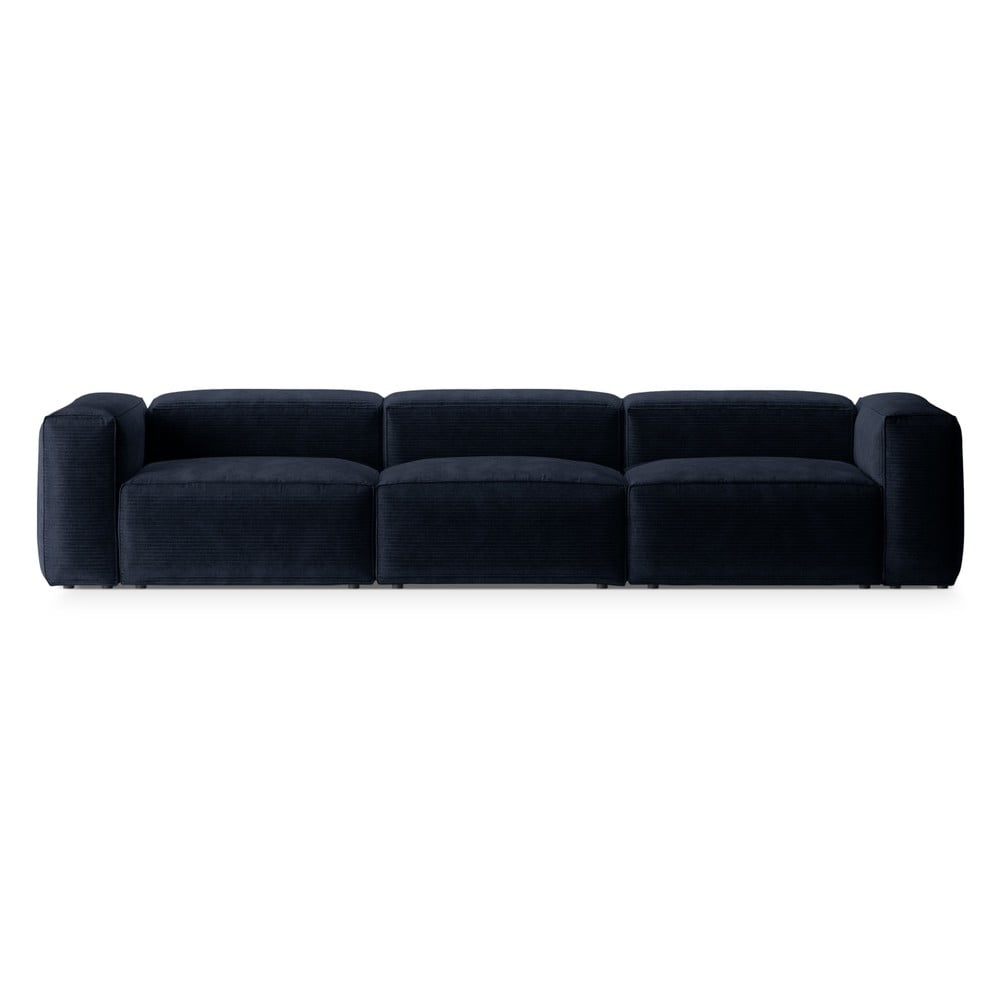 Sötétkék kordbársony kanapé 364 cm Bergano – Cosmopolitan Design
