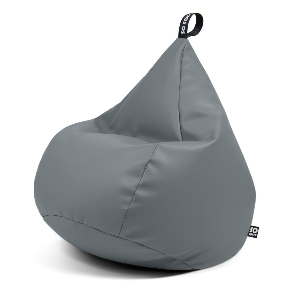 Szürke bőrutánzat babzsákfotel Drop XL – So Soft?