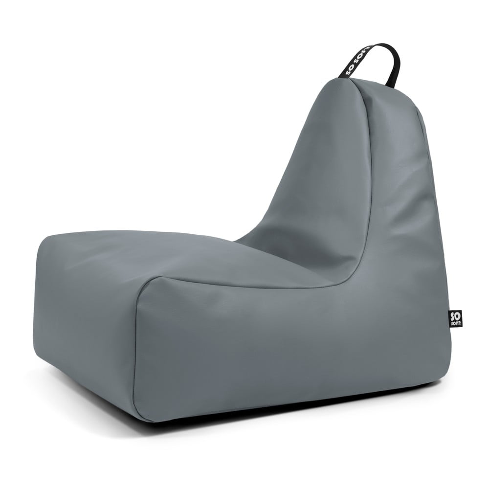 Szürke bőrutánzat gyerek babzsákfotel Chill M – So Soft?