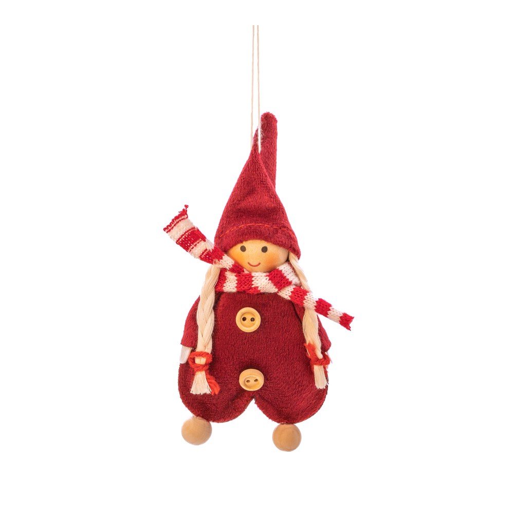 Textil kézzel készített karácsonyfadísz 13 cm Gnome Girl – Sass & Belle