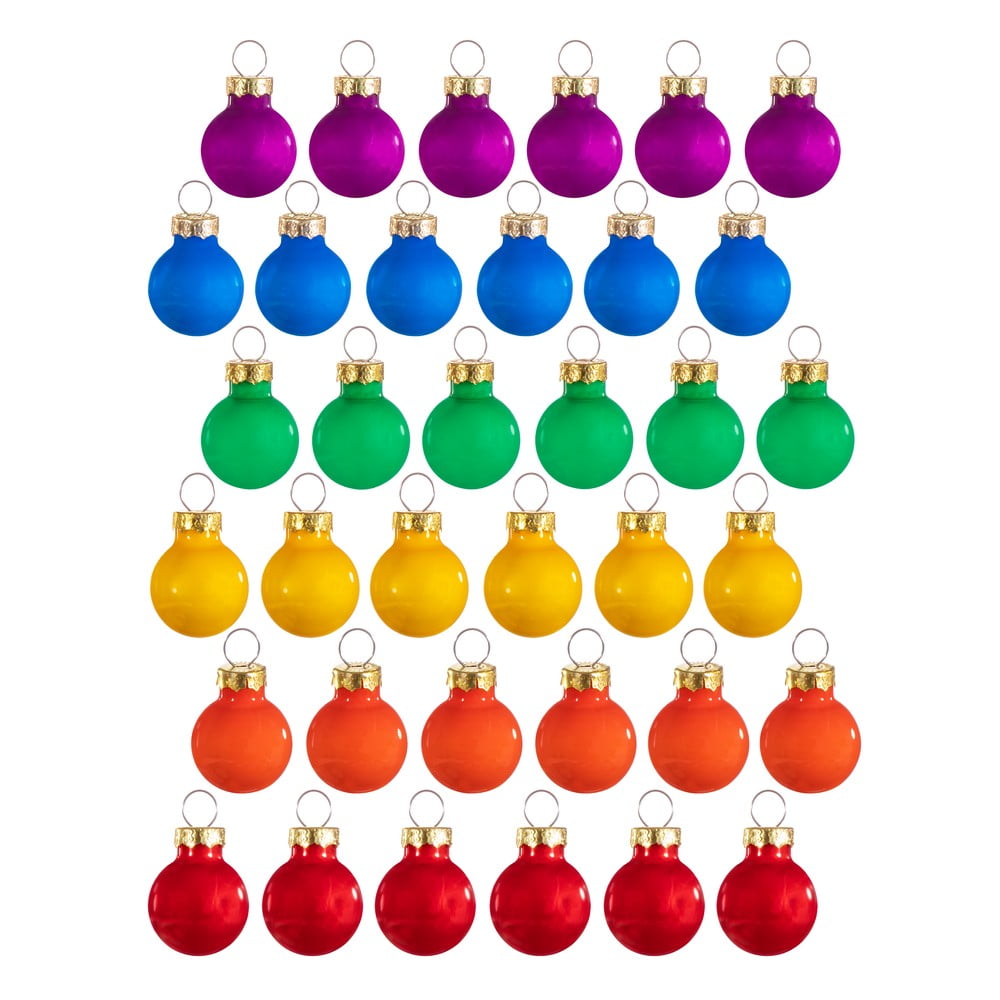 Üveg kézzel készített karácsonyfadísz készlet 36 db-os ø 2 cm Rainbow Mini – Sass & Belle