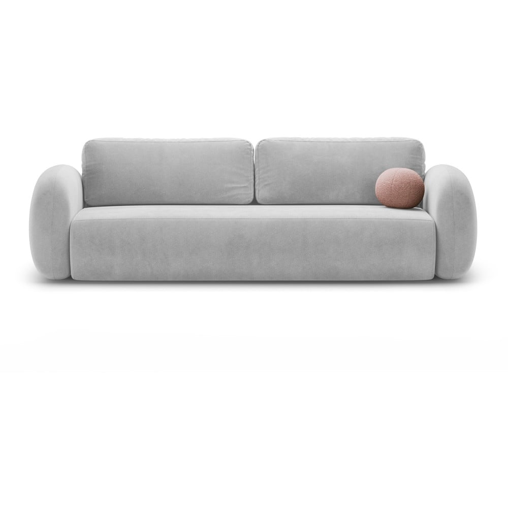 Világosszürke bársony kinyitható-tárolóhelyes kanapé 262 cm Tonale – Cosmopolitan Design