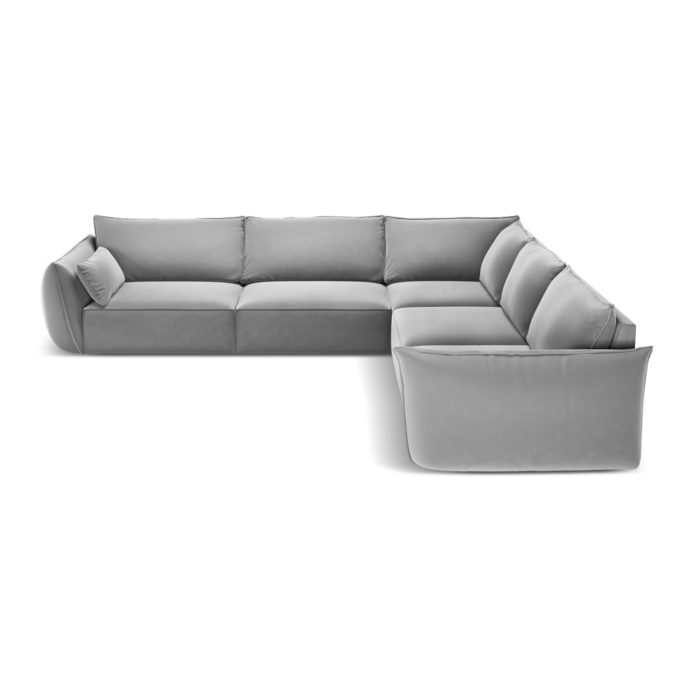 Világosszürke bársony sarokkanapé Vanda – Mazzini Sofas
