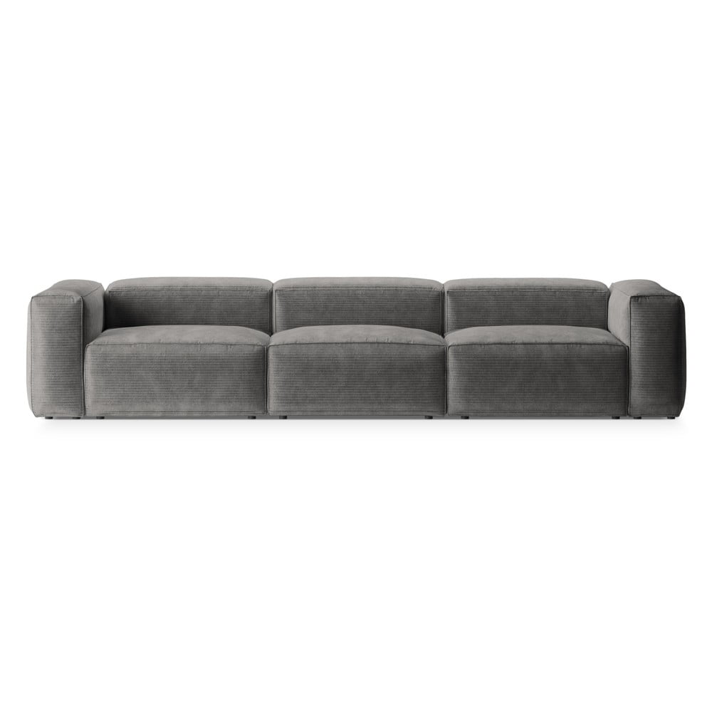 Világosszürke kordbársony kanapé 364 cm Bergano – Cosmopolitan Design