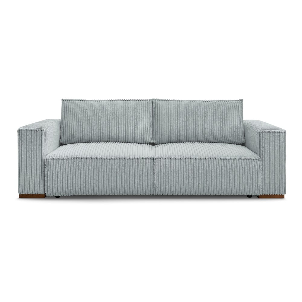 Világosszürke kordbársony kinyitható-tárolóhelyes kanapé 244 cm Chelsea – Bobochic Paris