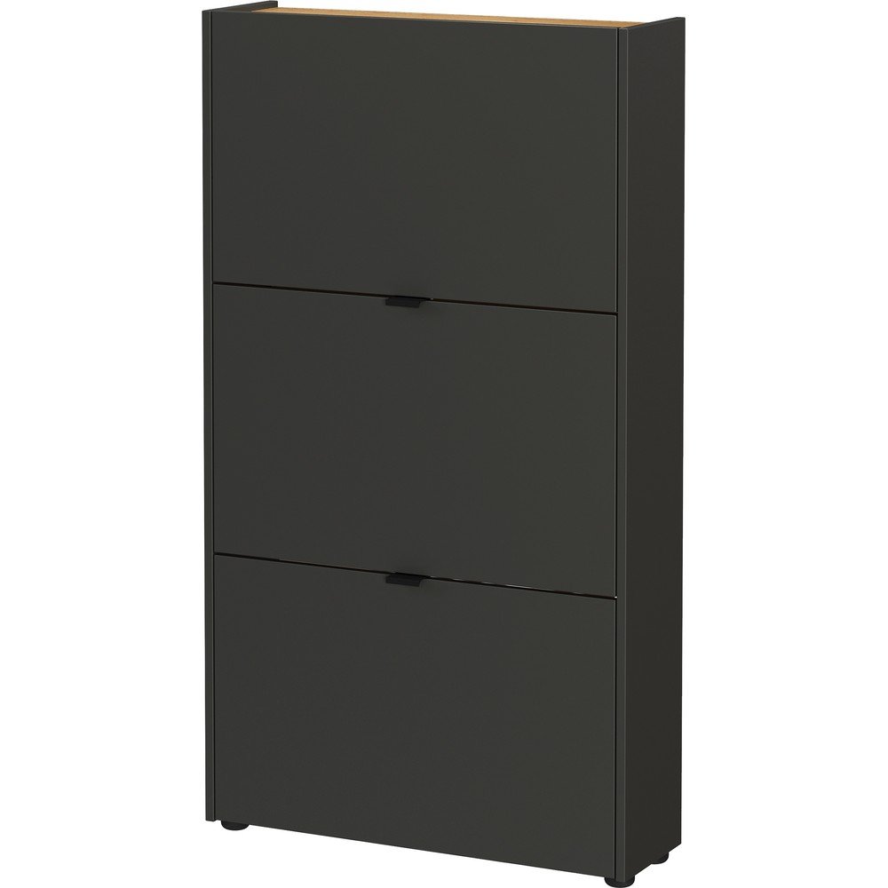 Antracitszürke billenő ajtós cipőtartó 71x127x22 cm Ameca – Germania