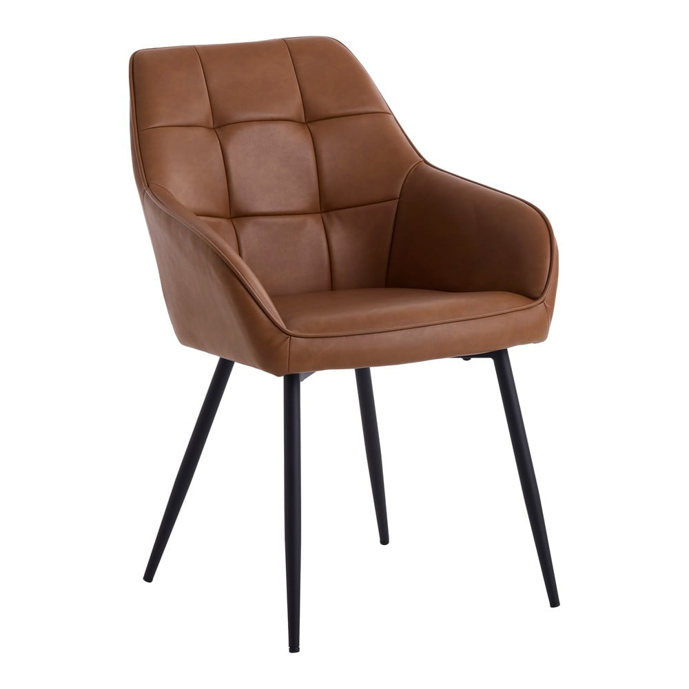 Barna bőrutánzat karfás étkezőszék szett 2 db-os Nolan Square – Unique Furniture
