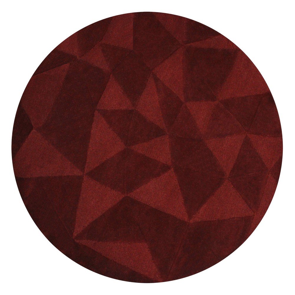 Borvörös kézi szövésű gyapjú kerek szőnyeg ø 160 cm Shard Red – Flair Rugs