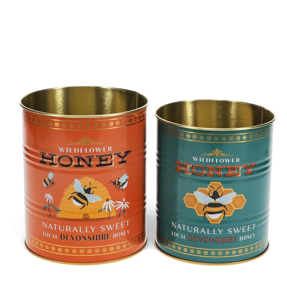 Dekoratív ón tárolódoboz szett 2 db-os ø 11x13 cm Honey – Rex London