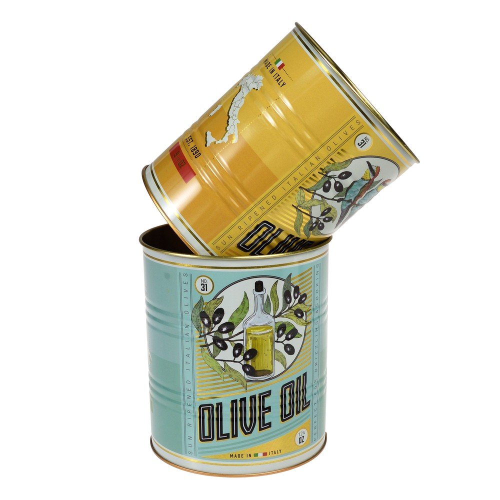 Dekoratív ón tárolódoboz szett 2 db-os ø 11x13 cm Olive Oil – Rex London