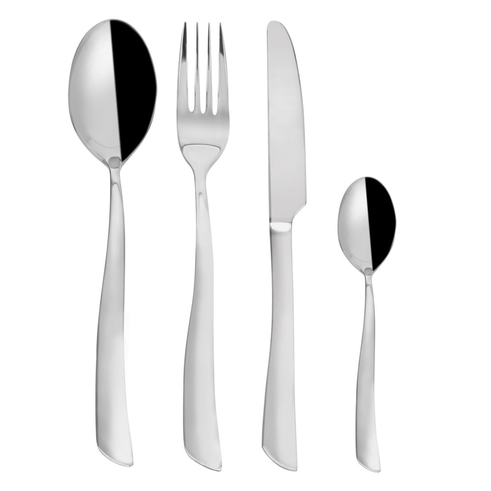 Ezüstszínű rozsdamentes acél evőeszköz készlet 24 db-os Shape – Orion