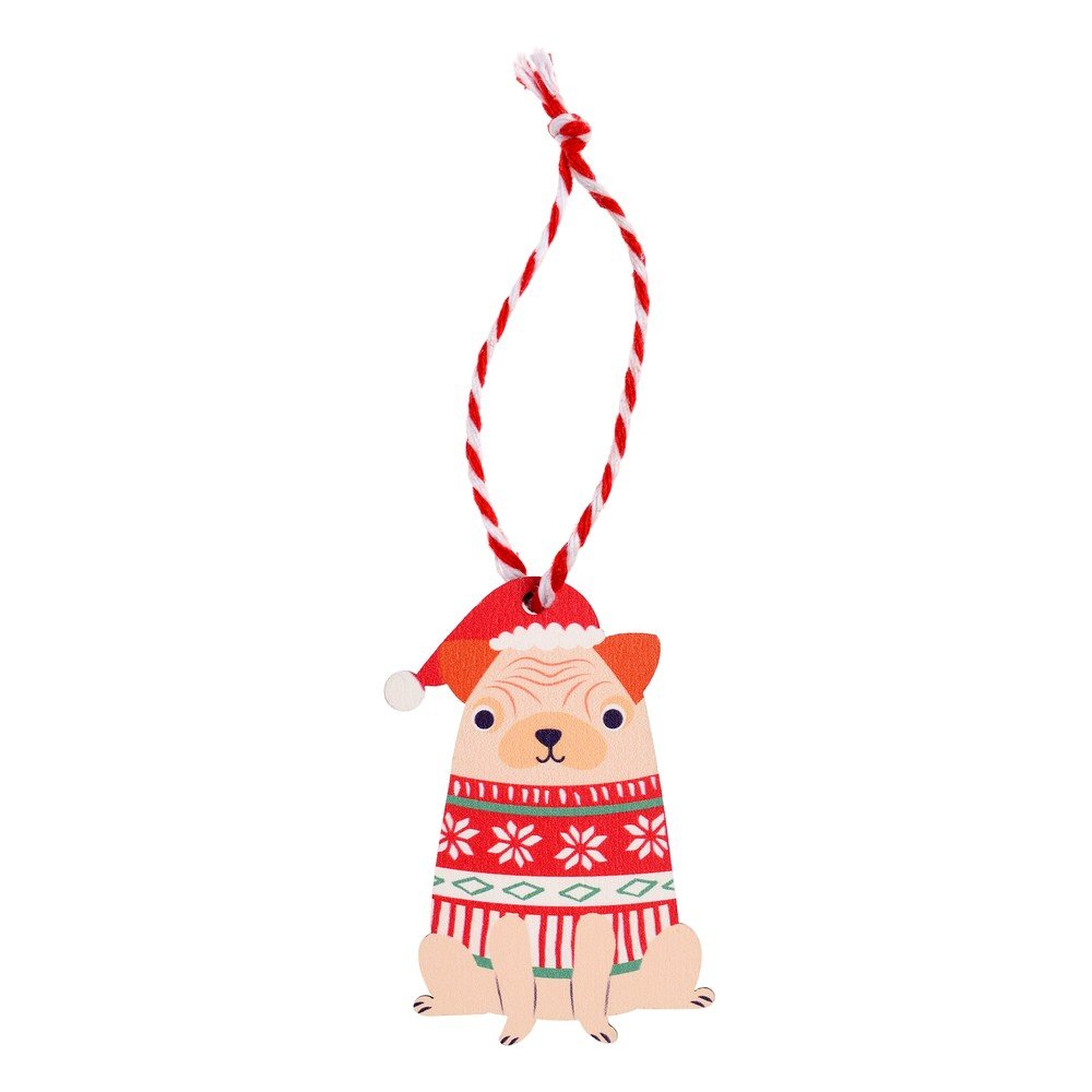Fa karácsonyfadísz 7 cm Pug – Rex London