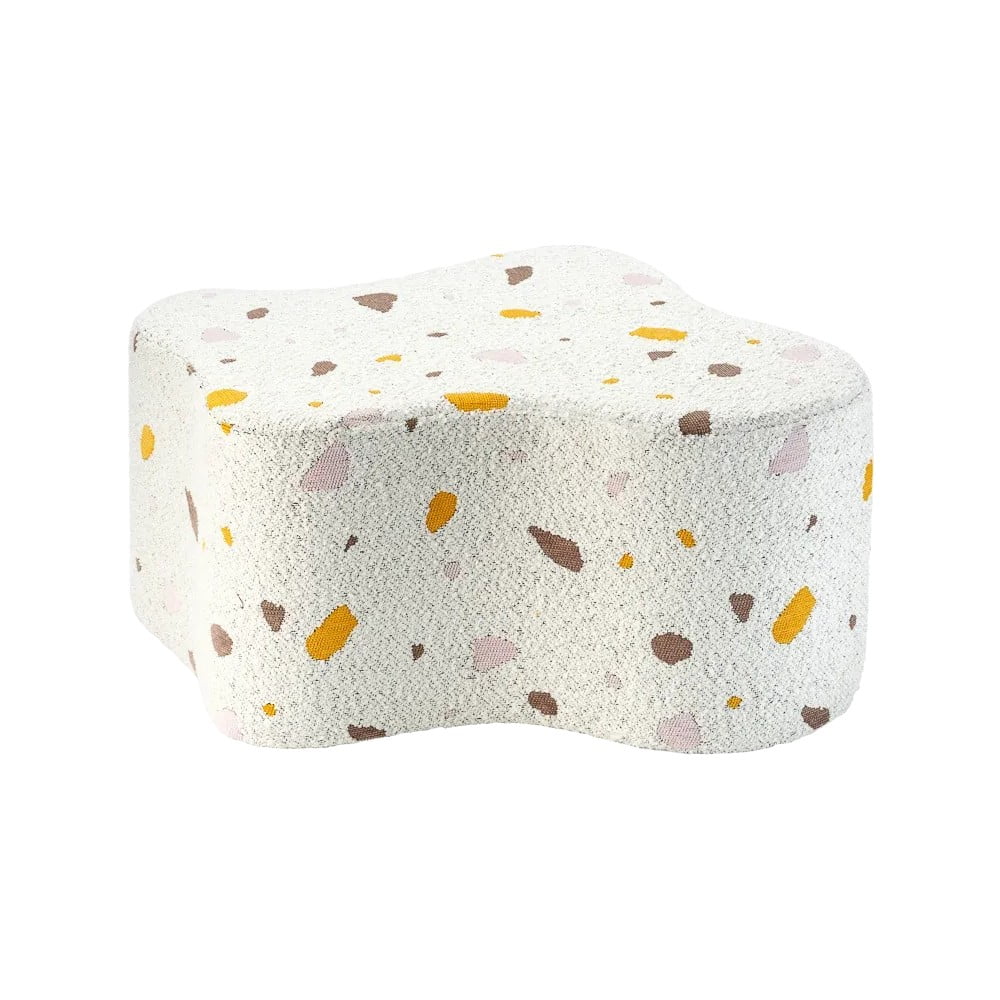 Fehér buklé-zsenília gyerek puff Terrazzo Cloud – Wigiwama