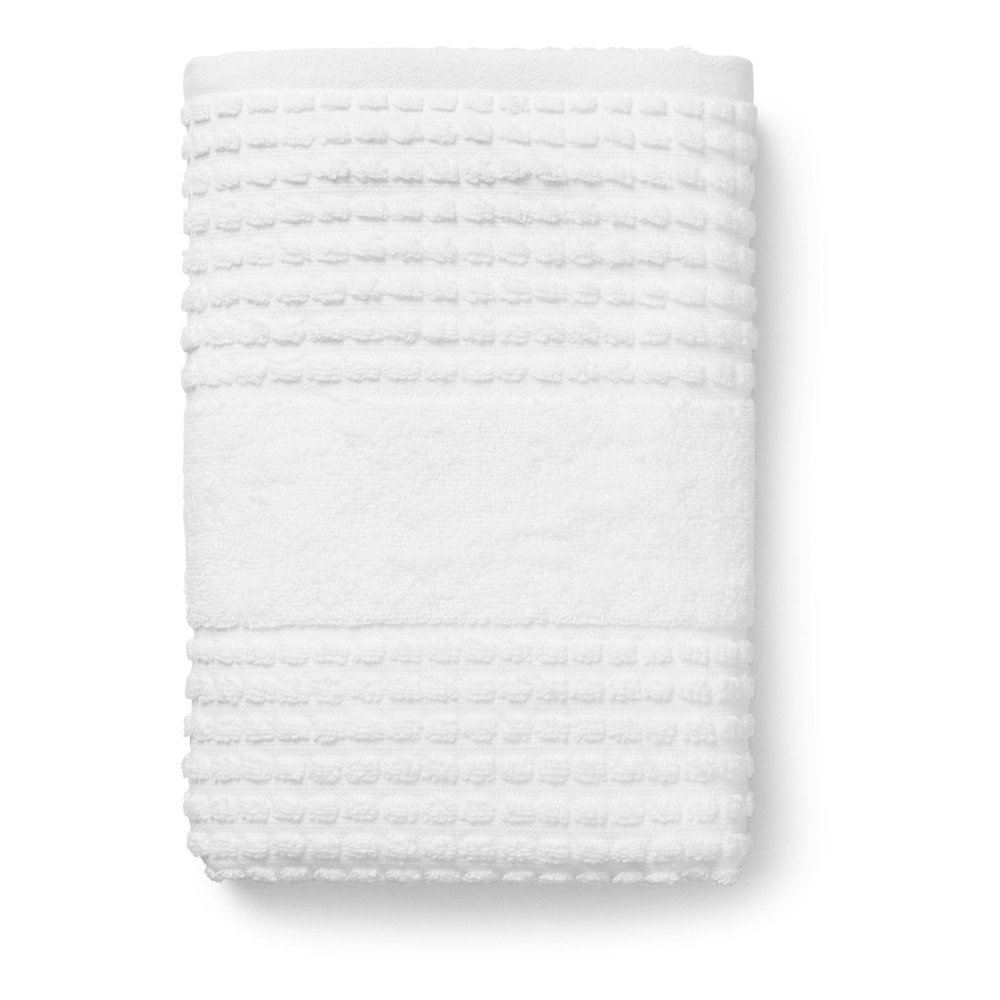 Fehér frottír bio pamut törölköző 50x100 cm Check – JUNA