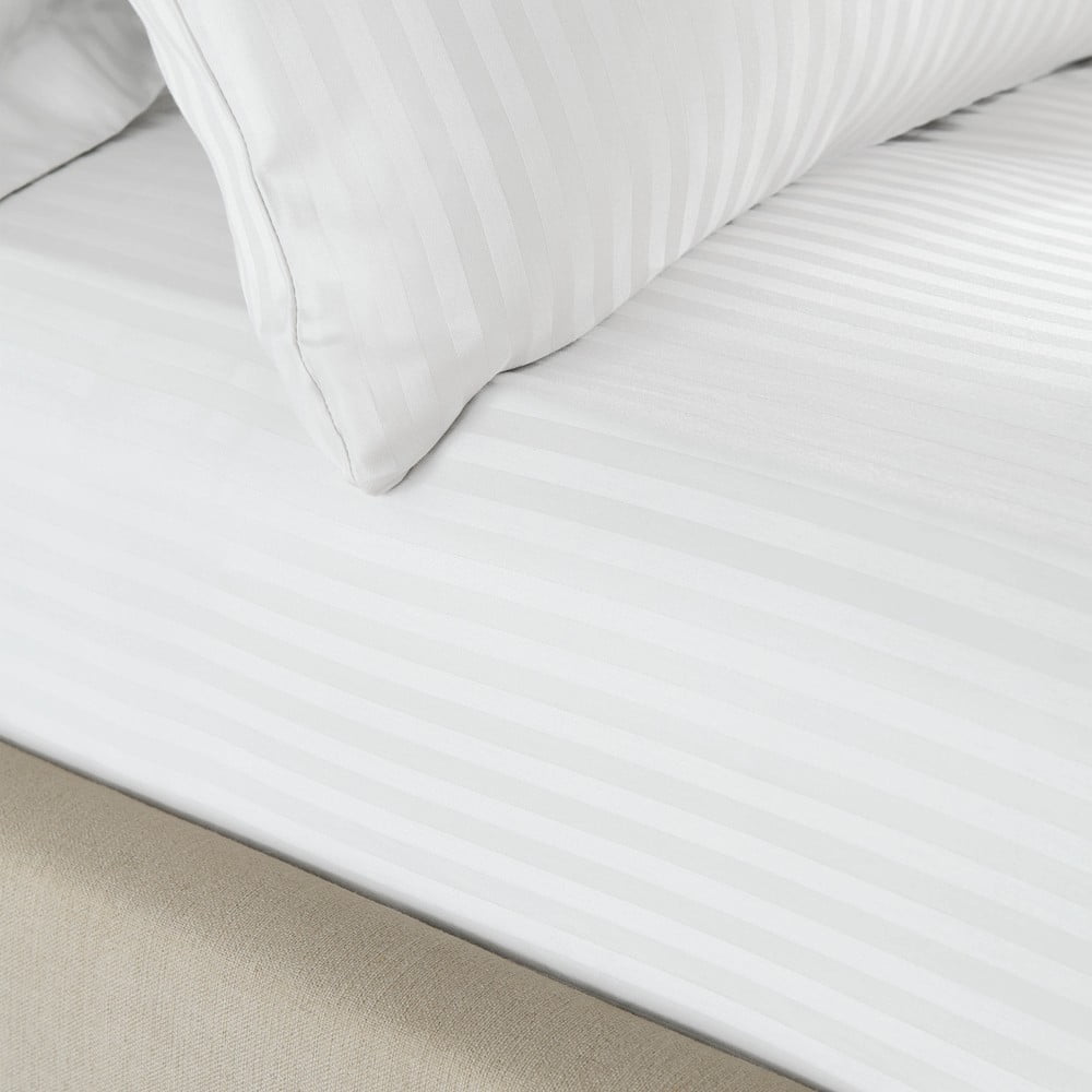 Fehér gumis damaszt lepedő 150x200 cm Satin Stripe – Catherine Lansfield