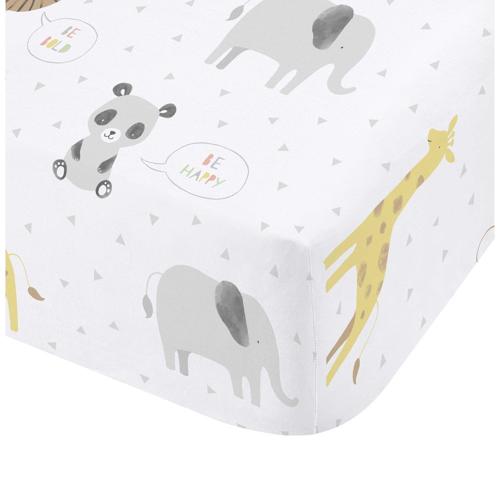 Fehér gumis egyszemélyes gyerek lepedő 90x190 cm Roarsome Animals – Catherine Lansfield