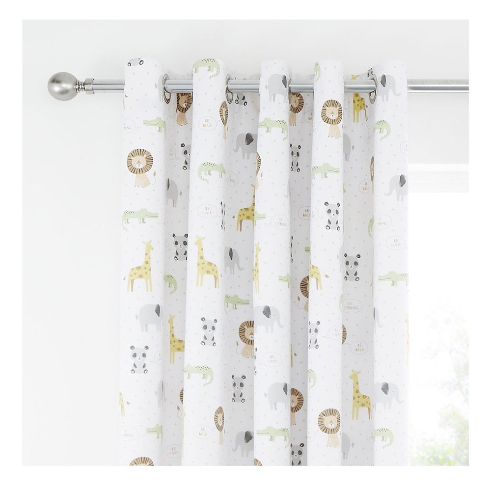 Fehér gyerek függöny 2 db-os 168x183 cm Roarsome Animals – Catherine Lansfield