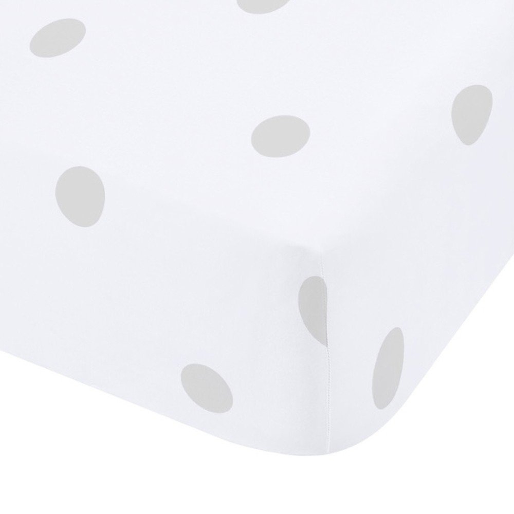 Fehér-szürke gumis flanel lepedő 135x190 cm Polka Dot – Catherine Lansfield