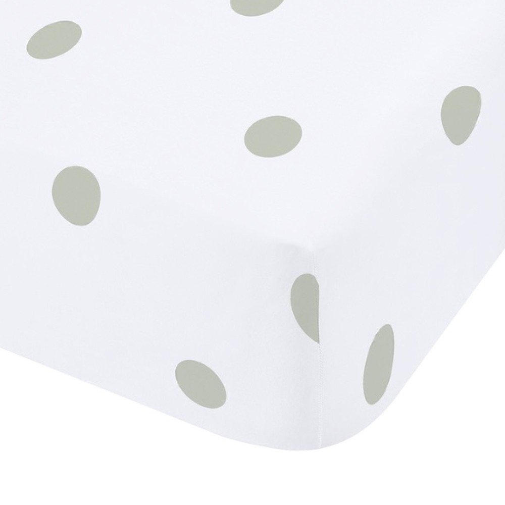 Fehér-zöld gumis flanel lepedő 90x190 cm Polka Dot – Catherine Lansfield