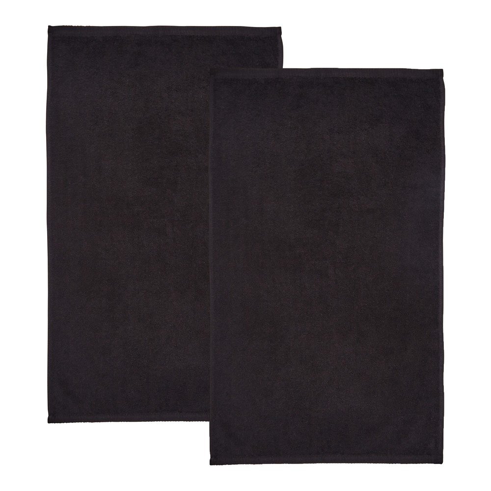 Fekete gyorsan száradó-frottír pamut fürdőlepedő szett 2 db-os 90x140 cm Quick Dry – Catherine Lansfield