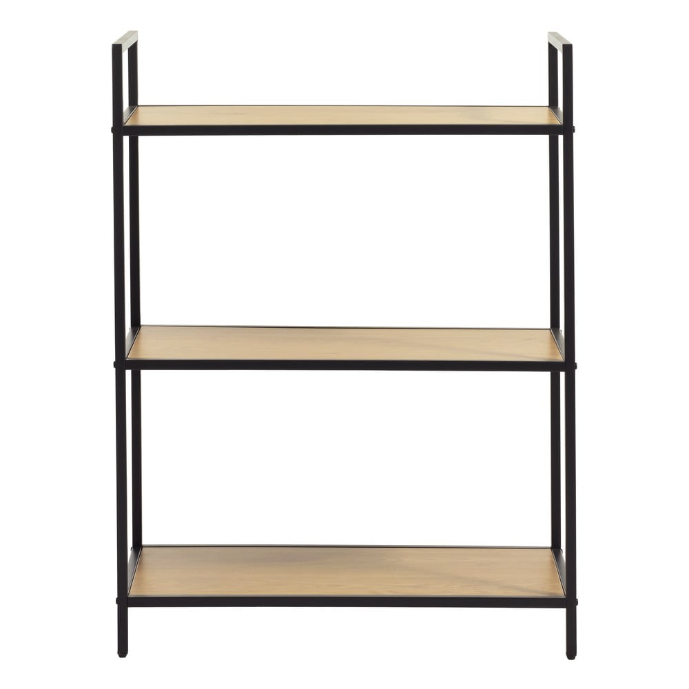 Fekete-natúr színű polcos állvány tölgyfa dekorral 70x89x35 cm Altino – Unique Furniture