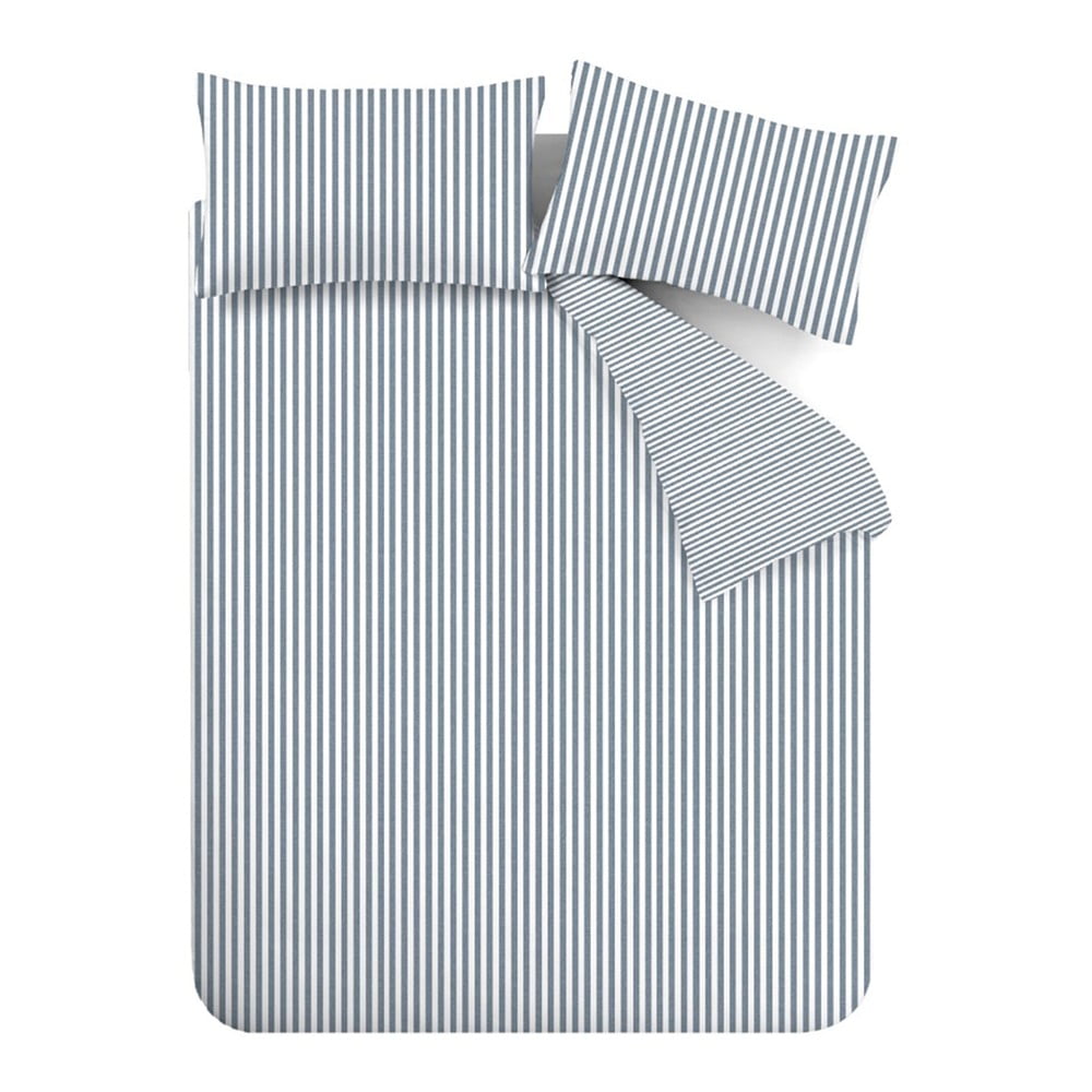 Kék kétszemélyes-hosszabbított flanel ágyneműhuzat 230x220 cm Stripe – Catherine Lansfield