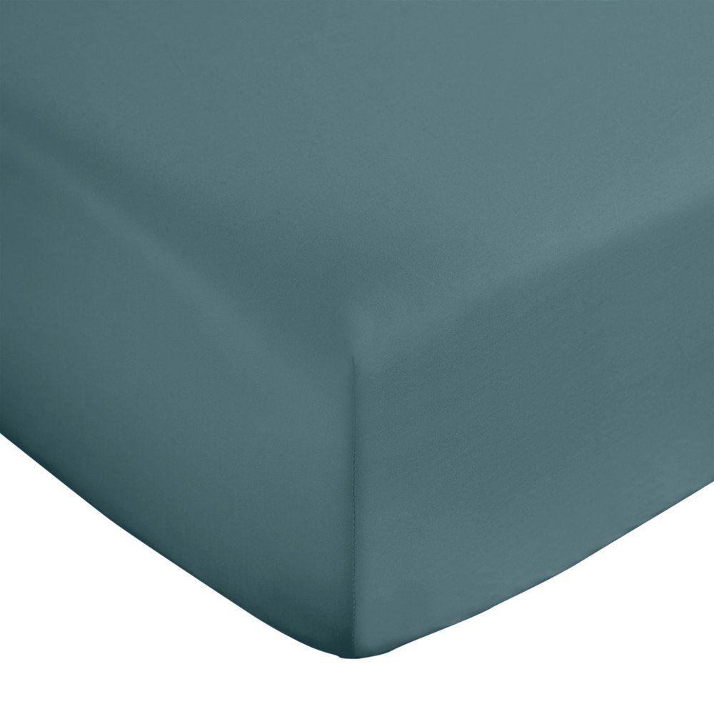 Kékeszöld gumis pamut-szatén lepedő 150x200 cm Cotton Sateen – Bianca