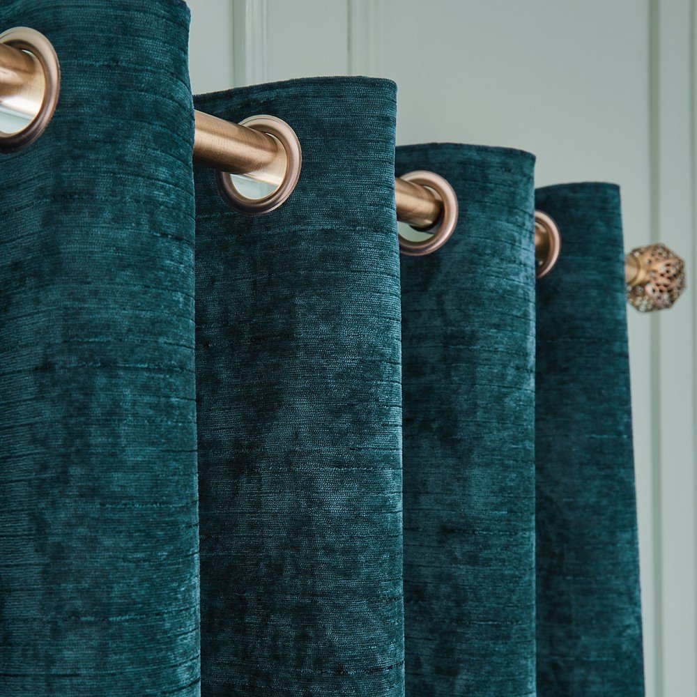 Kékeszöld zsenília termo függöny szett 2 db-os 229x183 cm Selene Luxury Chenille – Hyperion
