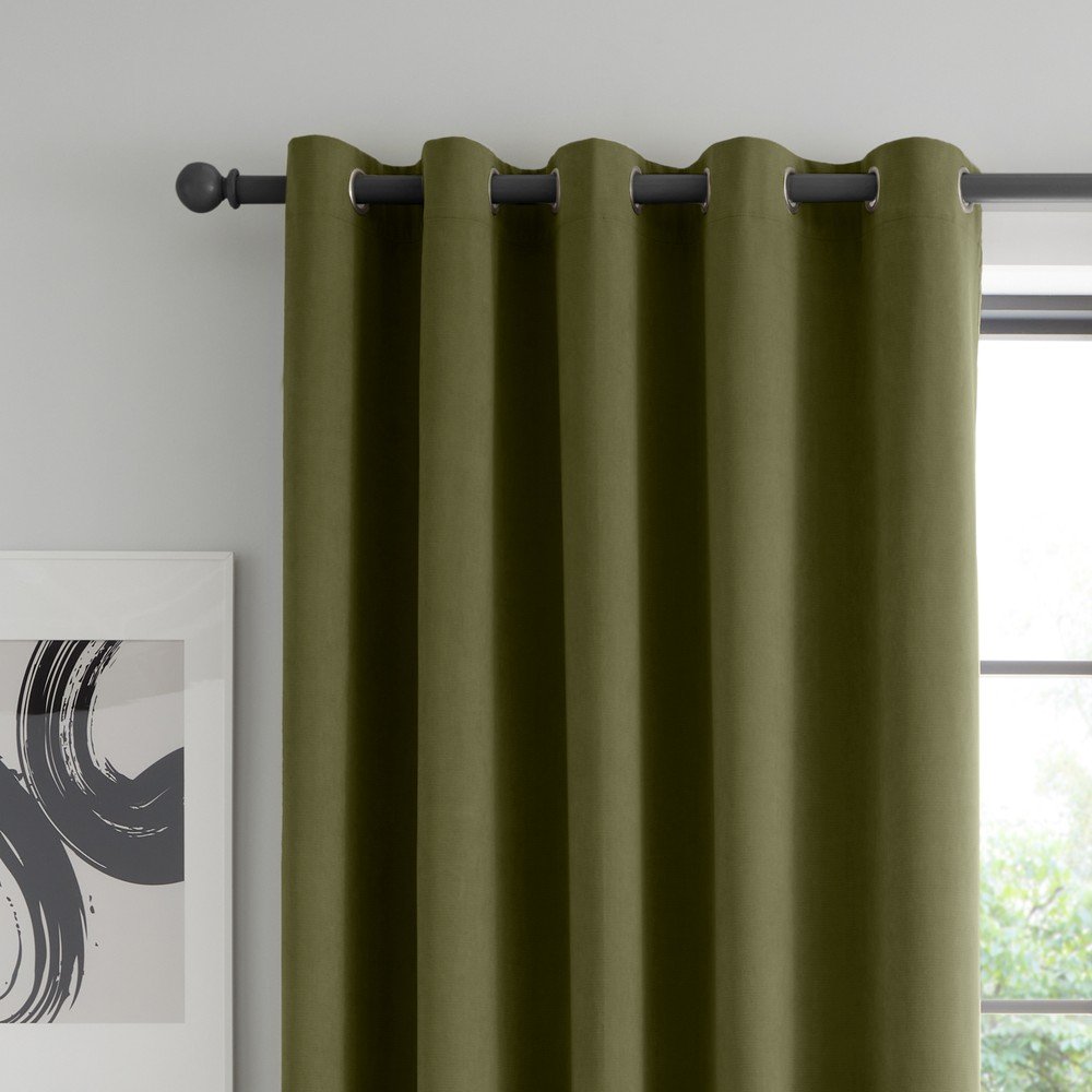 Khaki bársony sötétítő függöny szett 2 db-os 117x229 cm Wilson – Catherine Lansfield