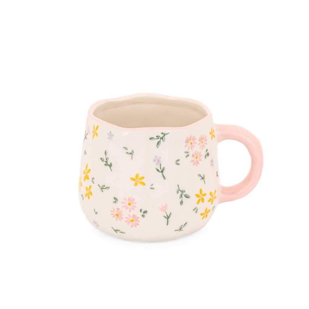 Krémszínű agyagkerámia bögre 375 ml Ditsy – Sass & Belle