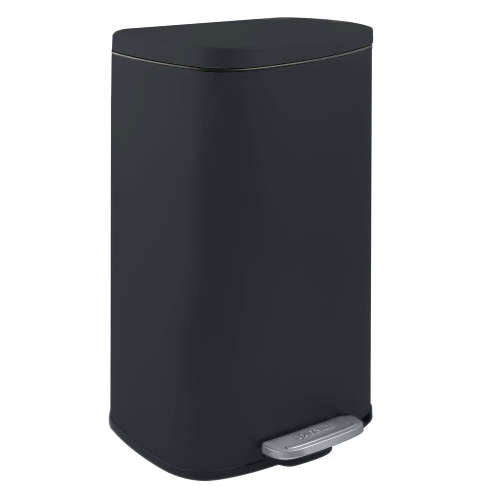 Matt fekete acél pedálos szemetes 50 l   Akira – Spirella