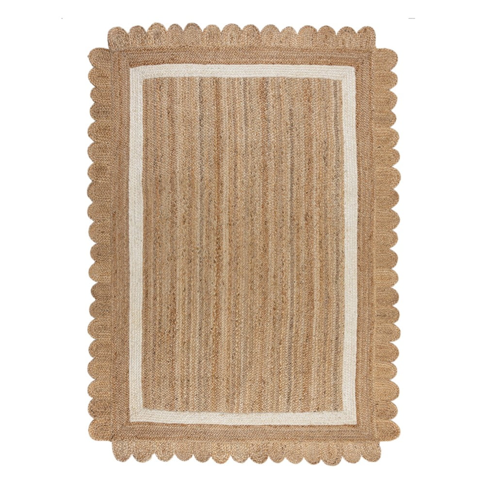 Natúr színű-elefántcsont színű kézi szövésű juta szőnyeg 160x230 cm Grace White – Flair Rugs