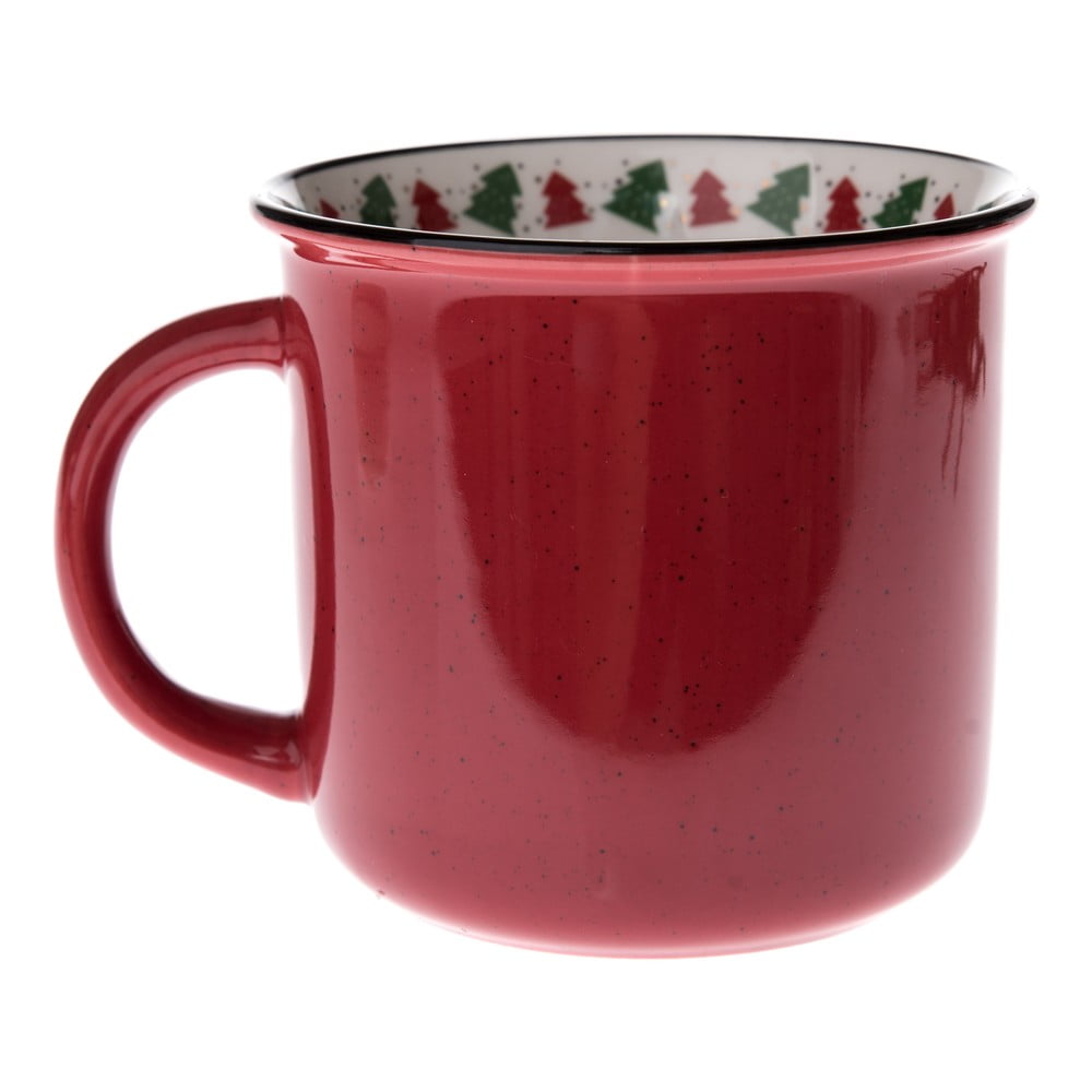 Piros porcelán bögre karácsonyi mintával 380 ml – Dakls