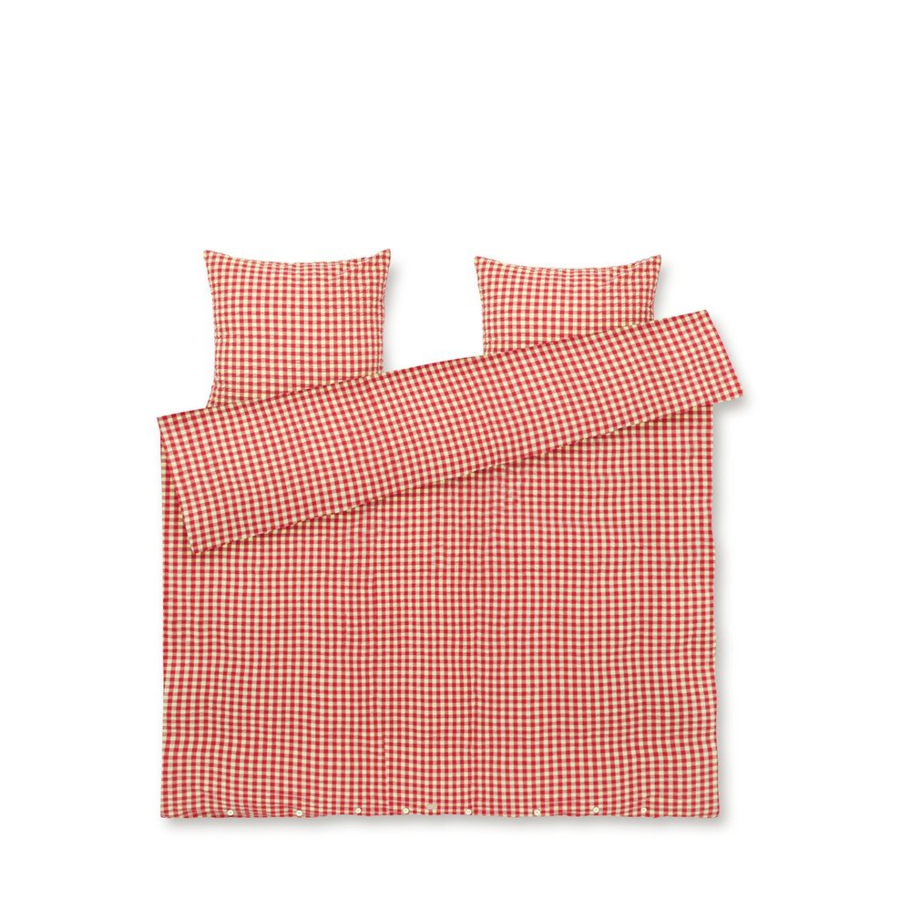 Piros-sárga kétszemélyes hosszabbított krepp ágyneműhuzat 200x220 cm Bæk&Bølge – JUNA