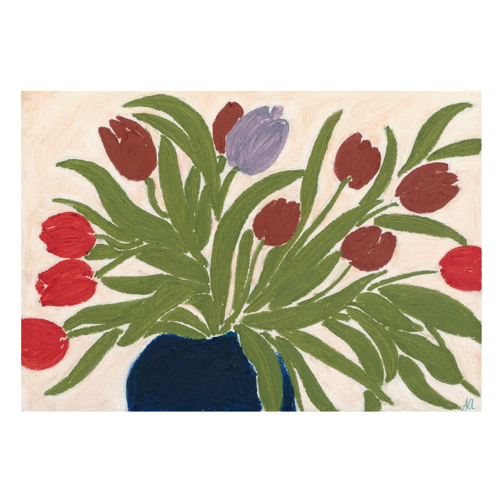 Poszter 70x50 cm Tulips in a Blue Vase – The Poster Club