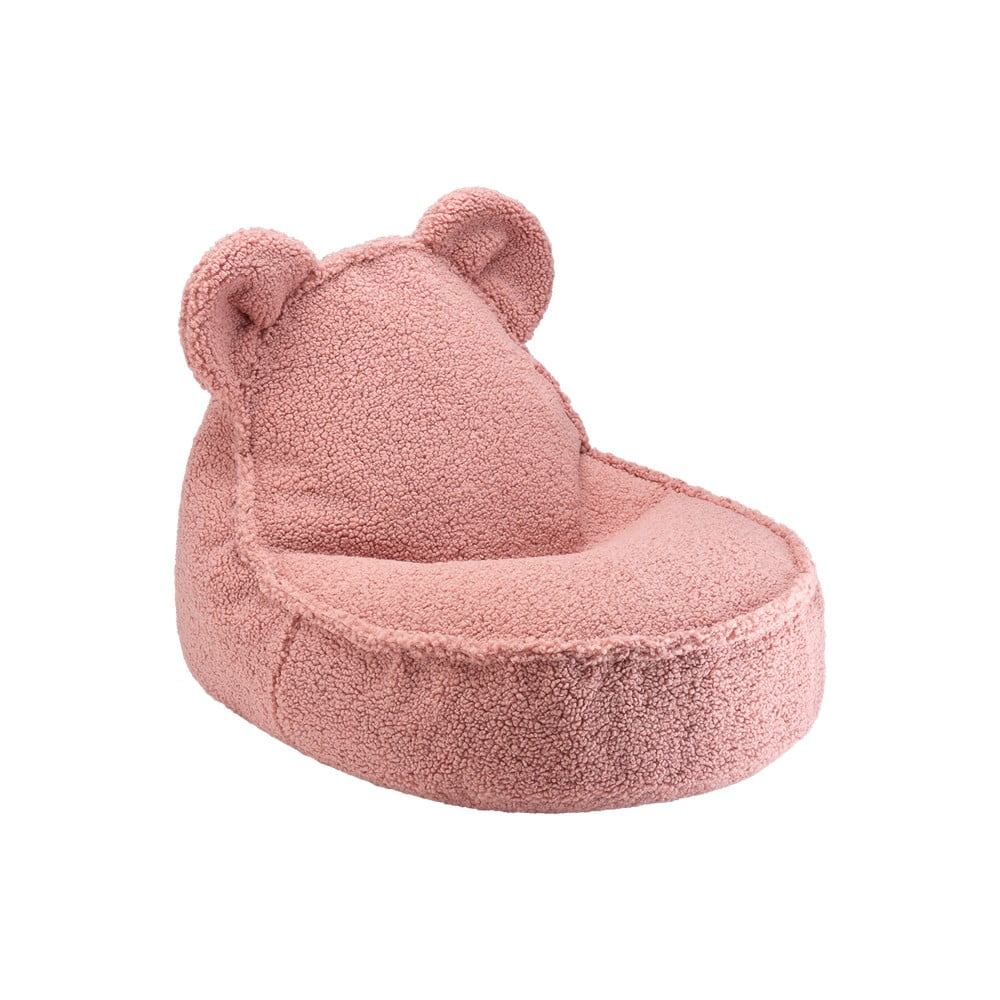 Rózsaszín buklé gyerek babzsákfotel Bear – Wigiwama