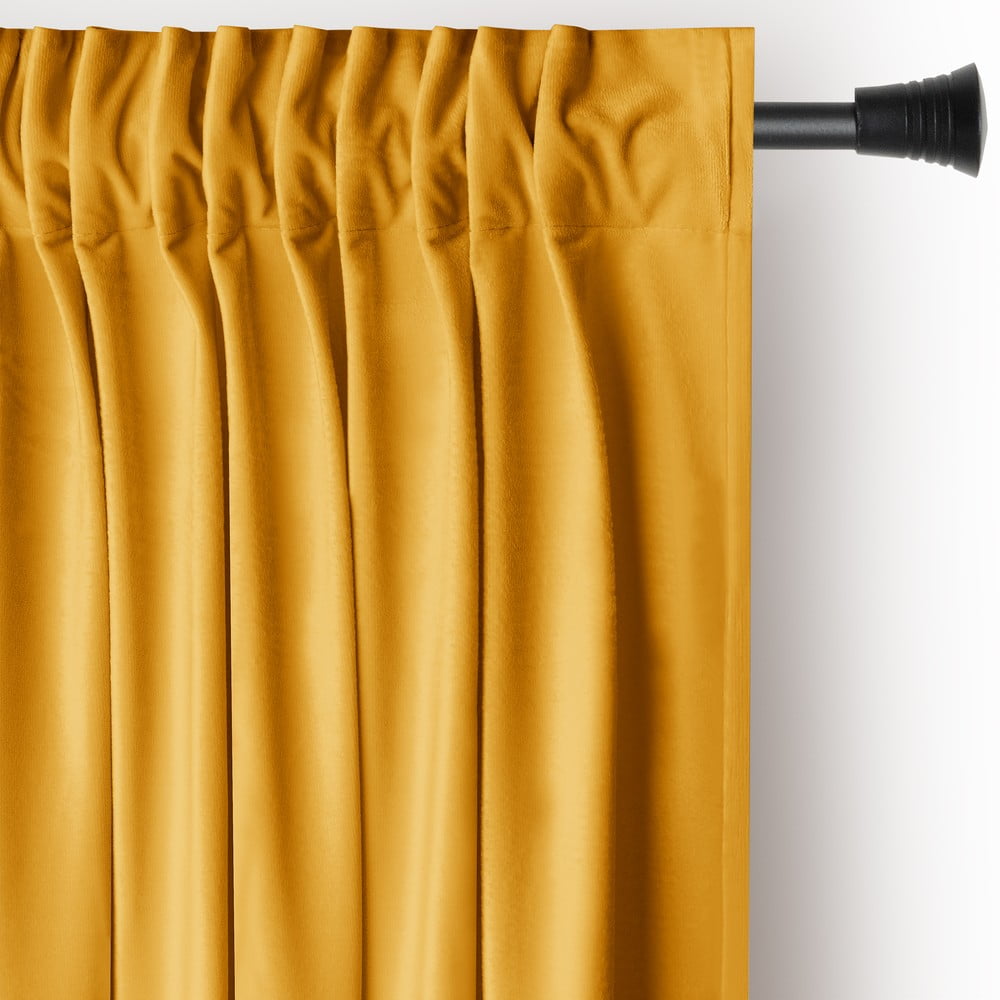 Sárga bársony dimout (részleges sötétítő) függöny 140x245 cm Pleat – Restilo