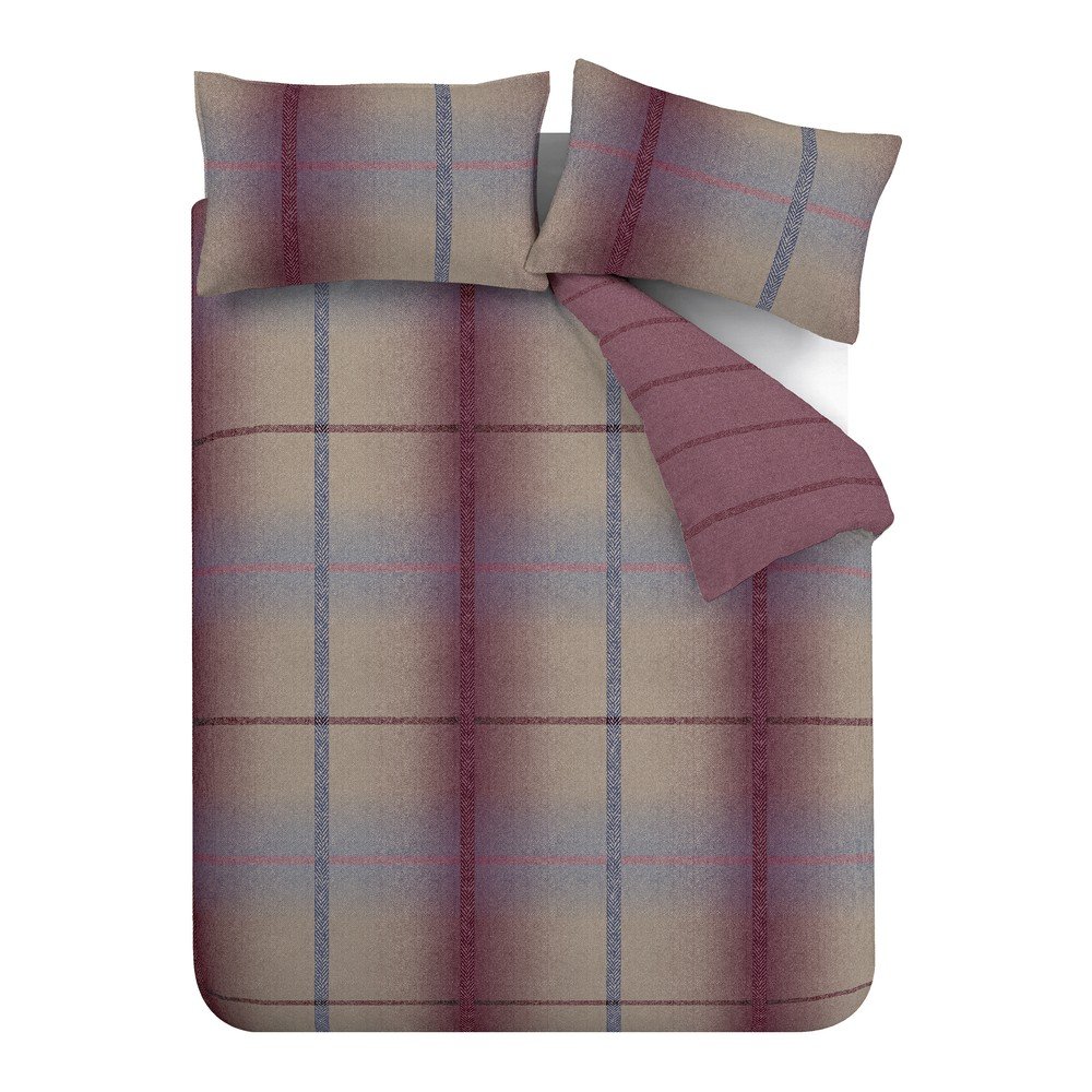 Sötét rózsaszín kétszemélyes-hosszabbított flanel ágyneműhuzat 230x220 cm Melrose Tweed Check – Catherine Lansfield