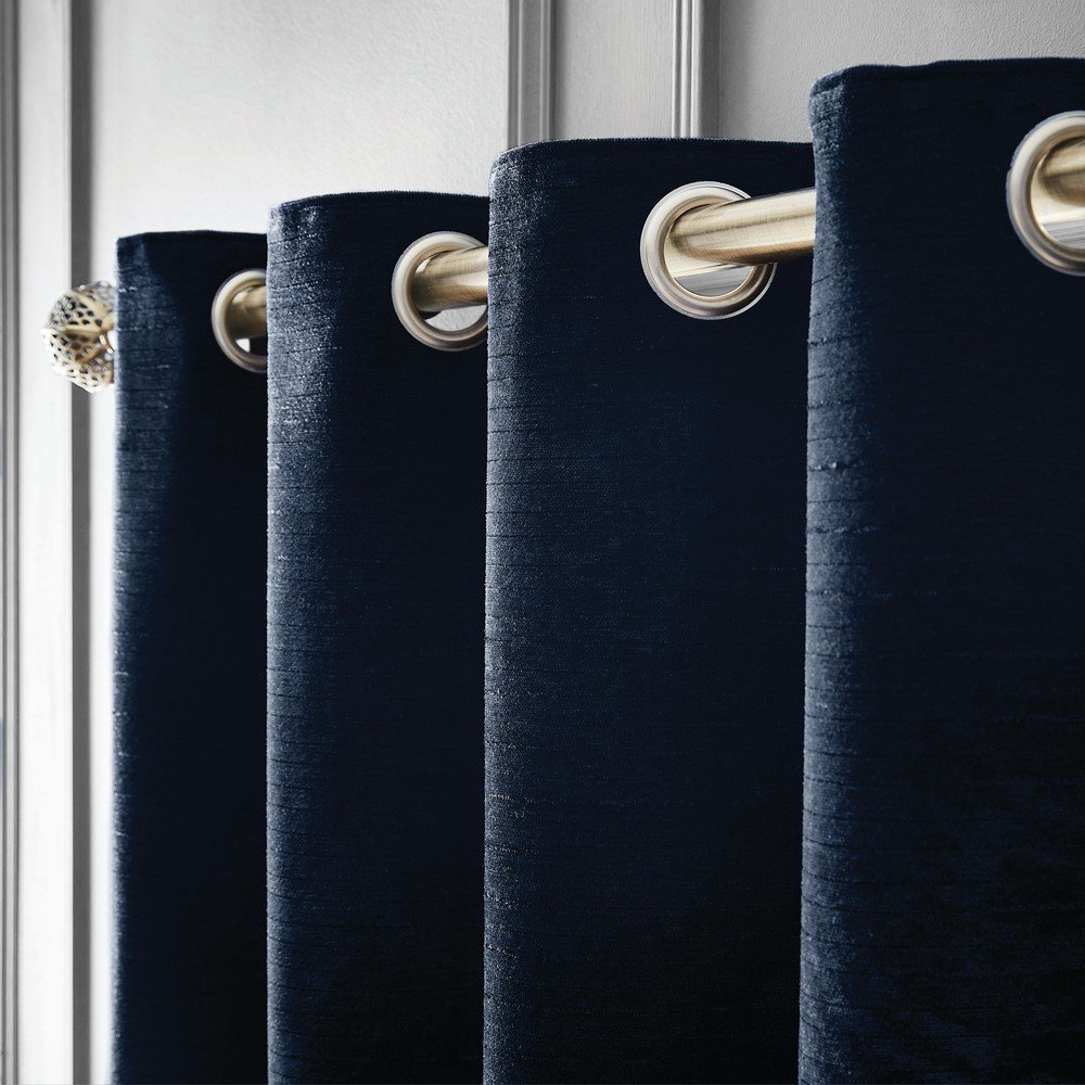 Sötétkék zsenília termo függöny szett 2 db-os 168x183 cm Selene Luxury Chenille – Hyperion