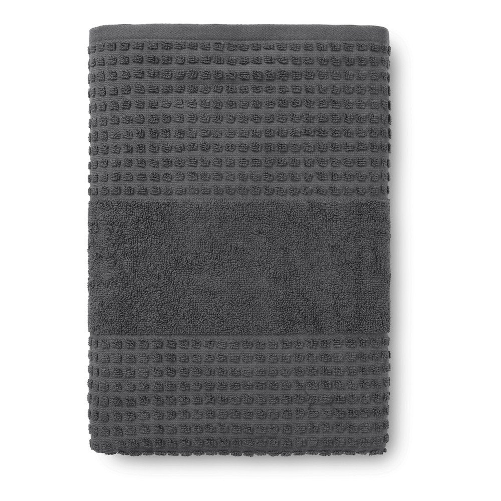 Sötétszürke frottír bio pamut fürdőlepedő 70x140 cm Check – JUNA