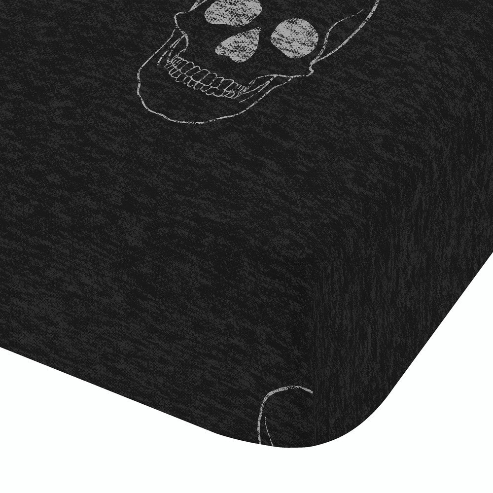 Sötétszürke gumis egyszemélyes gyerek lepedő 90x190 cm Skulls – Catherine Lansfield