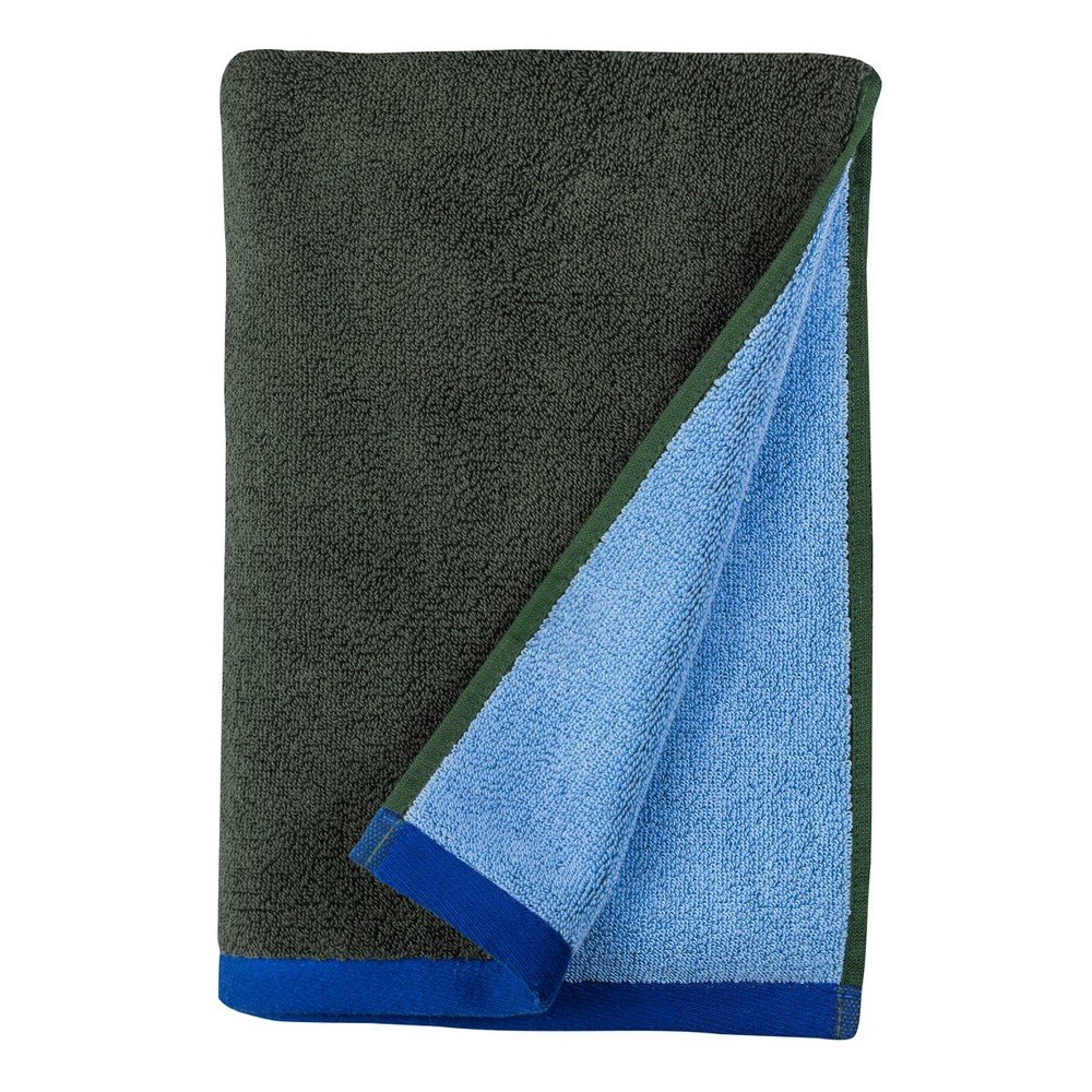 Sötétzöld-kék frottír bio pamut törölköző 50x90 cm Soft – Mette Ditmer Denmark