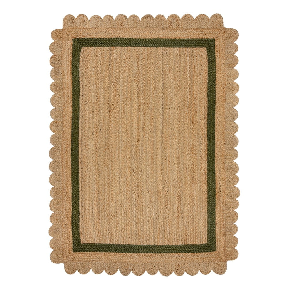 Sötétzöld-natúr színű kézi szövésű juta szőnyeg 120x170 cm Grace Green – Flair Rugs