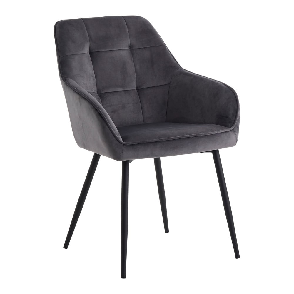 Szürke bársony karfás étkezőszék szett 2 db-os Nolan Square – Unique Furniture